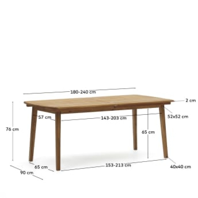 Раздвижной уличный стол Thianna J0200001MM43 из массива акации 180 (240) x 90 см