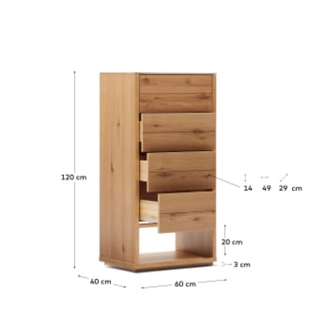 Комод с 4-ящиков Alguema M0400011MM40 из шпона дуба 60 x 120см Комод с 4-ящиков Alguema M0400011MM40 из шпона дуба 60 x 120см