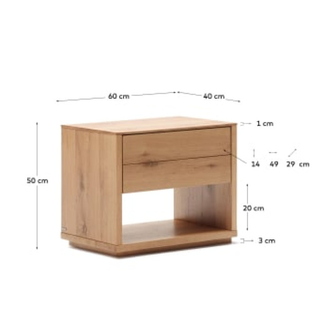 Тумба для ліжка Alguema N1200004MM40 зі шпону дуба 40 x 50 см Тумба для ліжка Alguema N1200004MM40 зі шпону дуба 40 x 50 см